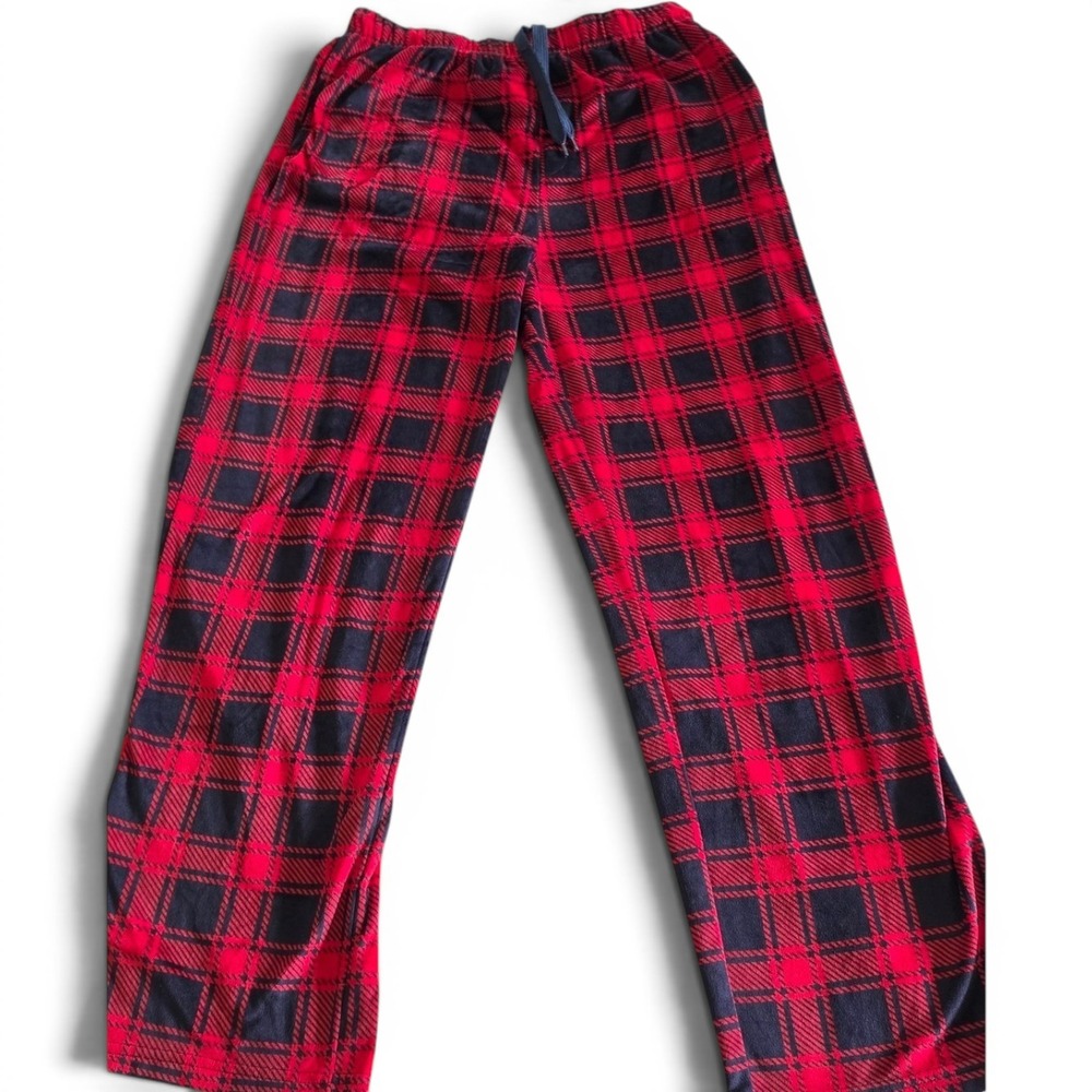 Dockers Red Black Buffalo Plaid Velour Pajama Bottoms Men's MD (32-34)